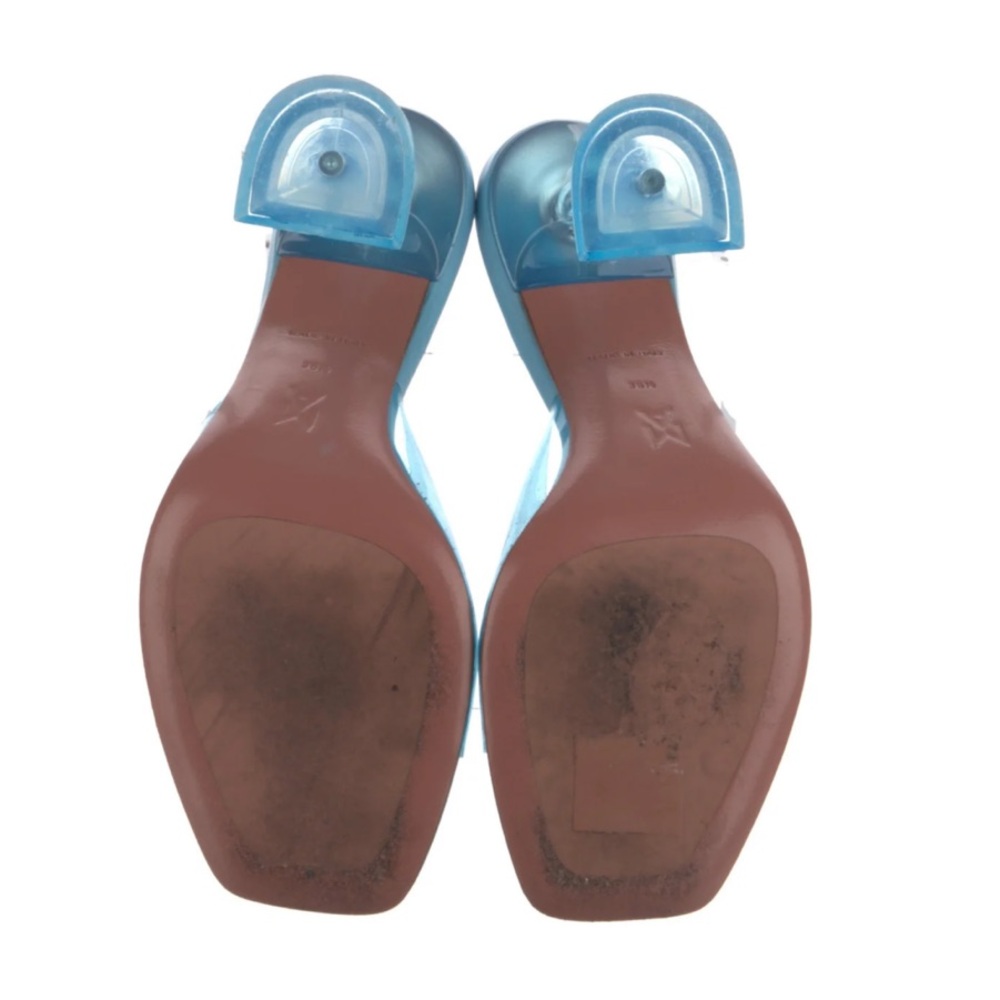 Amina Muaddi Clear Blue Slide Sandals - Picture 3 of 3